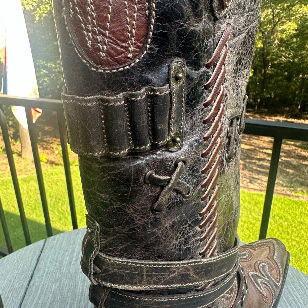 Double D by Old Gringo Frontier Trapper Tall Boots Size 8 - Picture 7 of 11